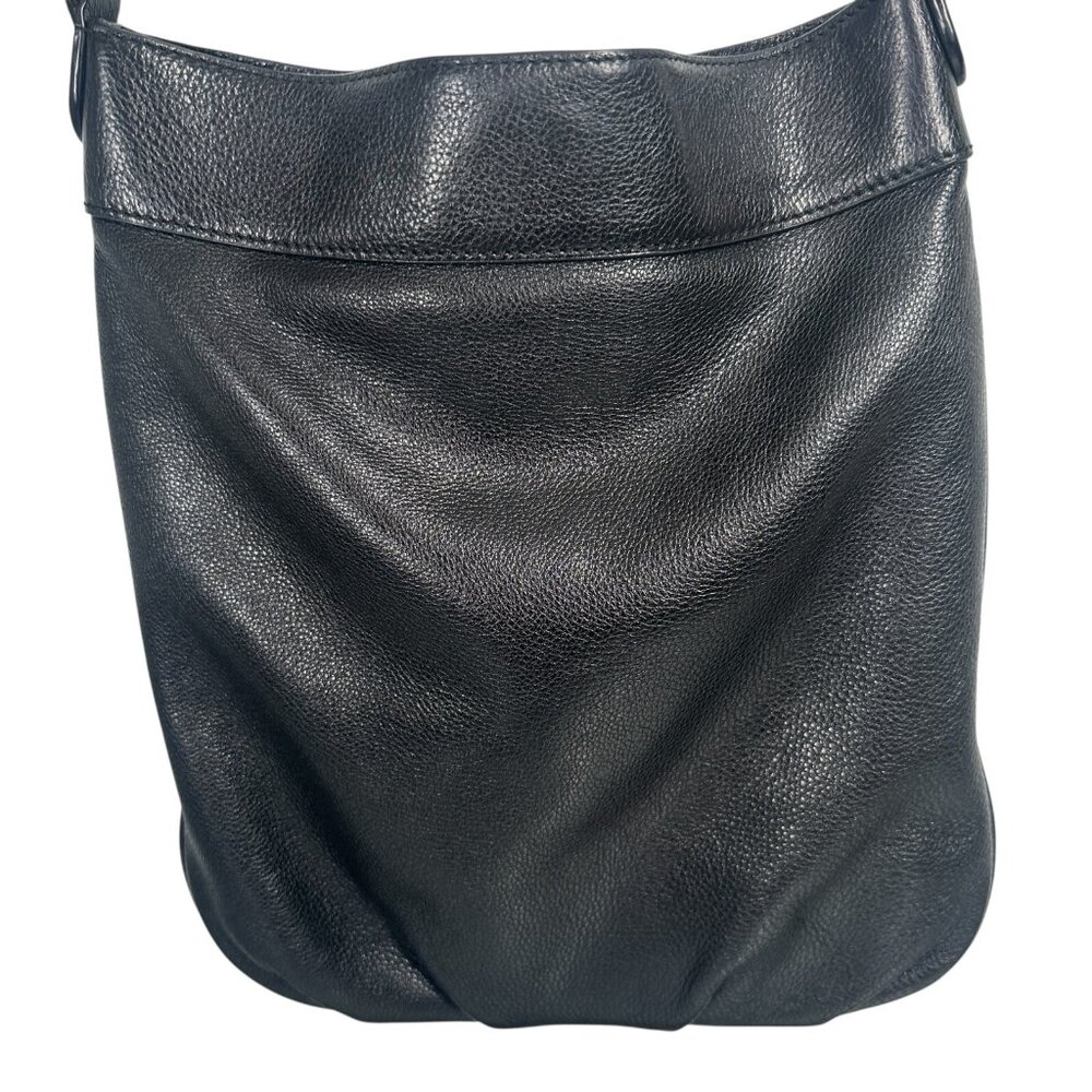 Tory Burch Black Stacked T Book Bag Pebbled Leather Crossbody - Picture 4 of 16